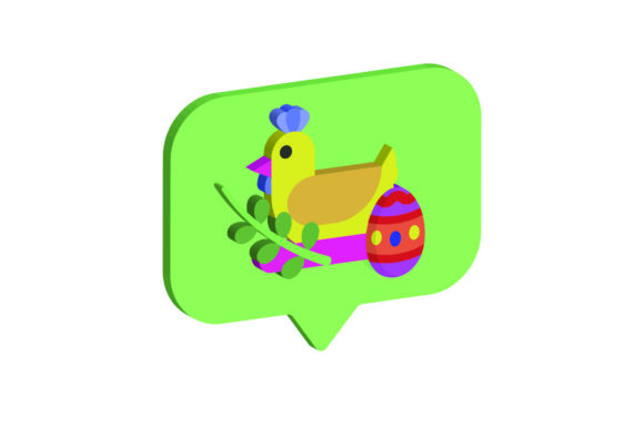 3D Easter Chicken Laying Egg Icon