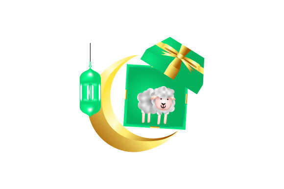3D Eid Al Adha Gold and Green Design