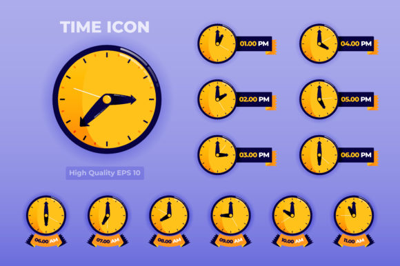 3D Flat Style Time Icon Illustration