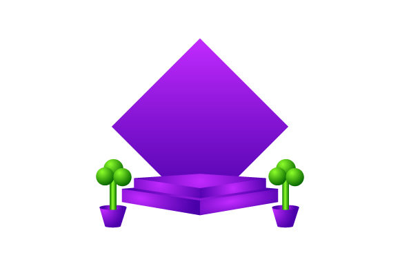 3D Purple Podium with Pot Plant Decor: A Stylish, Functional Design Element for Modern Spaces