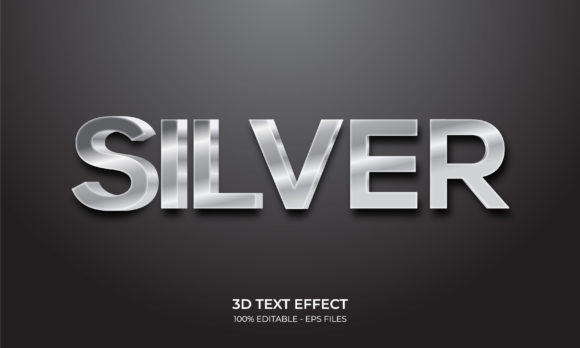 3D Text Effect Silver Text Style