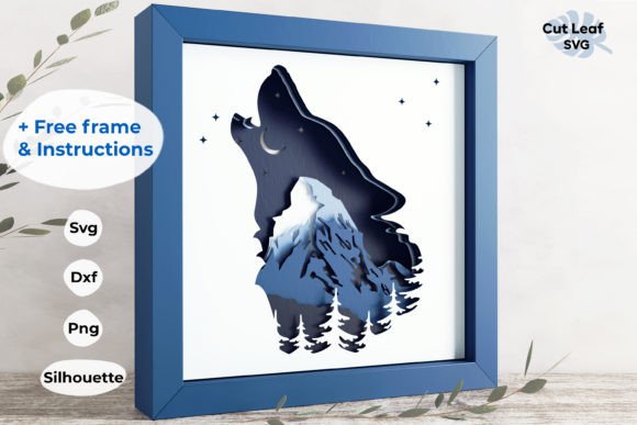 3D Wolf Mountain Shadow Box: Nature Art