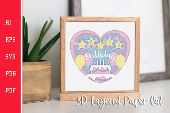 Birthday Love: 3D Layered Paper Cut SVG