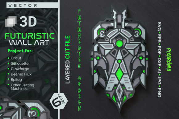Futuristic Wall Art 3D Layered Cut File