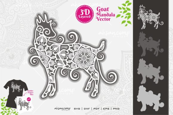 Goat Mandala Vector SVG 3D Layered 6