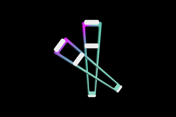 Medical Icon with Cool 3D Crutches