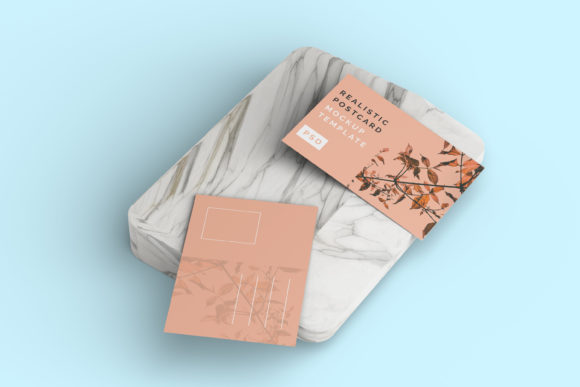 Realistic Postcard Mockup Template